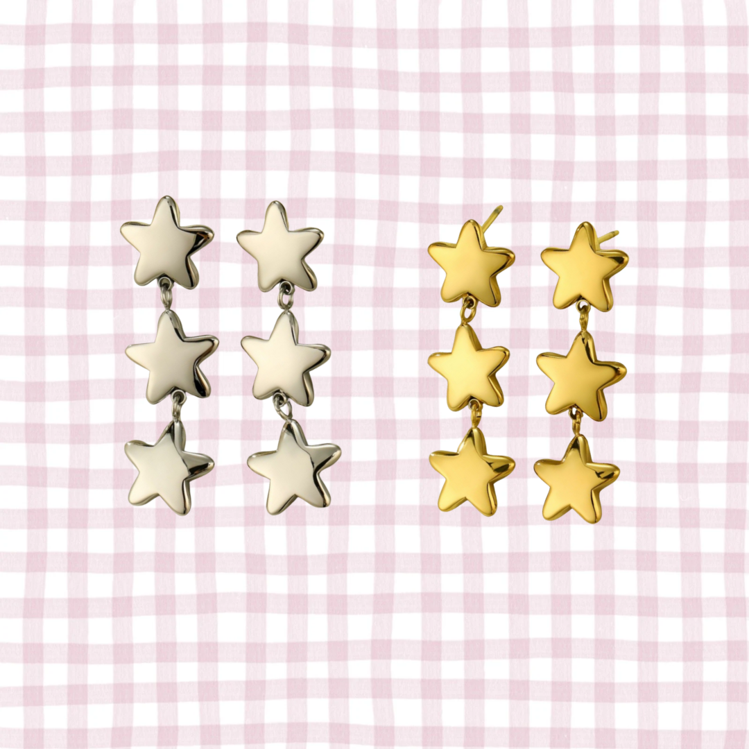 EVA STACKED STAR DROP STUDS