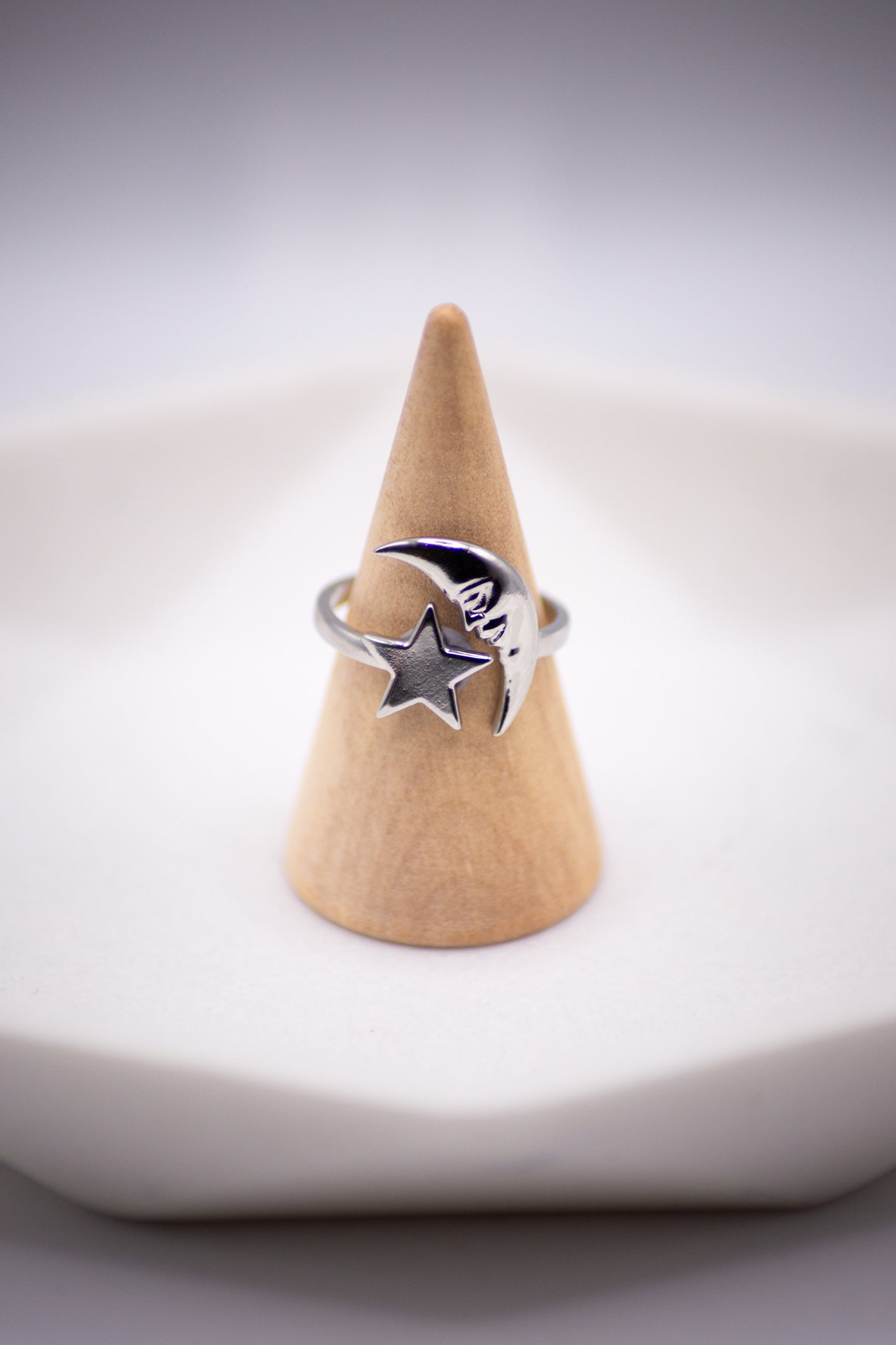 CELESTE MOON AND STAR ADJUSTABLE RING