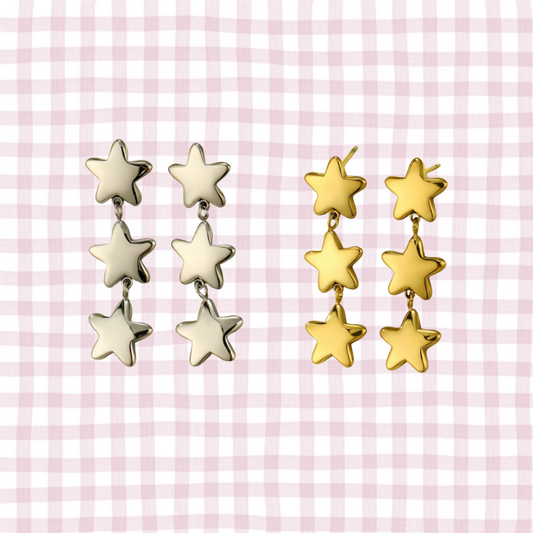 EVA STACKED STAR DROP STUDS